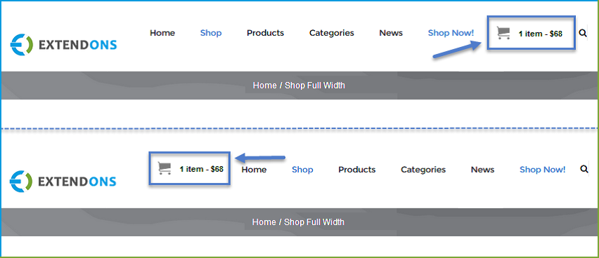 WooCommerce Warenkorb im Menü Plugin - Ort auswählen